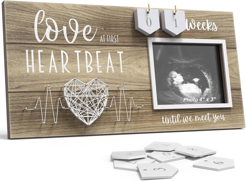 EURSET Baby Sonogram Picture Frame with Countdown Weeks - Standard 4"x3" Ultrasound Photo - Pregnancy Announcements Ideas - Gender Reveal Baby-Shower Gift - New Mom Expecting Parents to Be Keepsake Gifts - Image 1